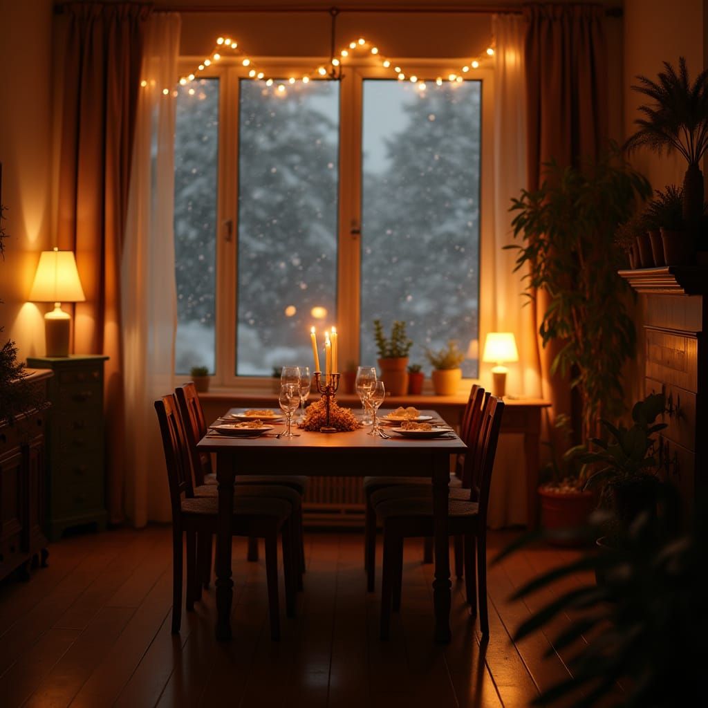 Cozy Living Room in Warm Winter Light