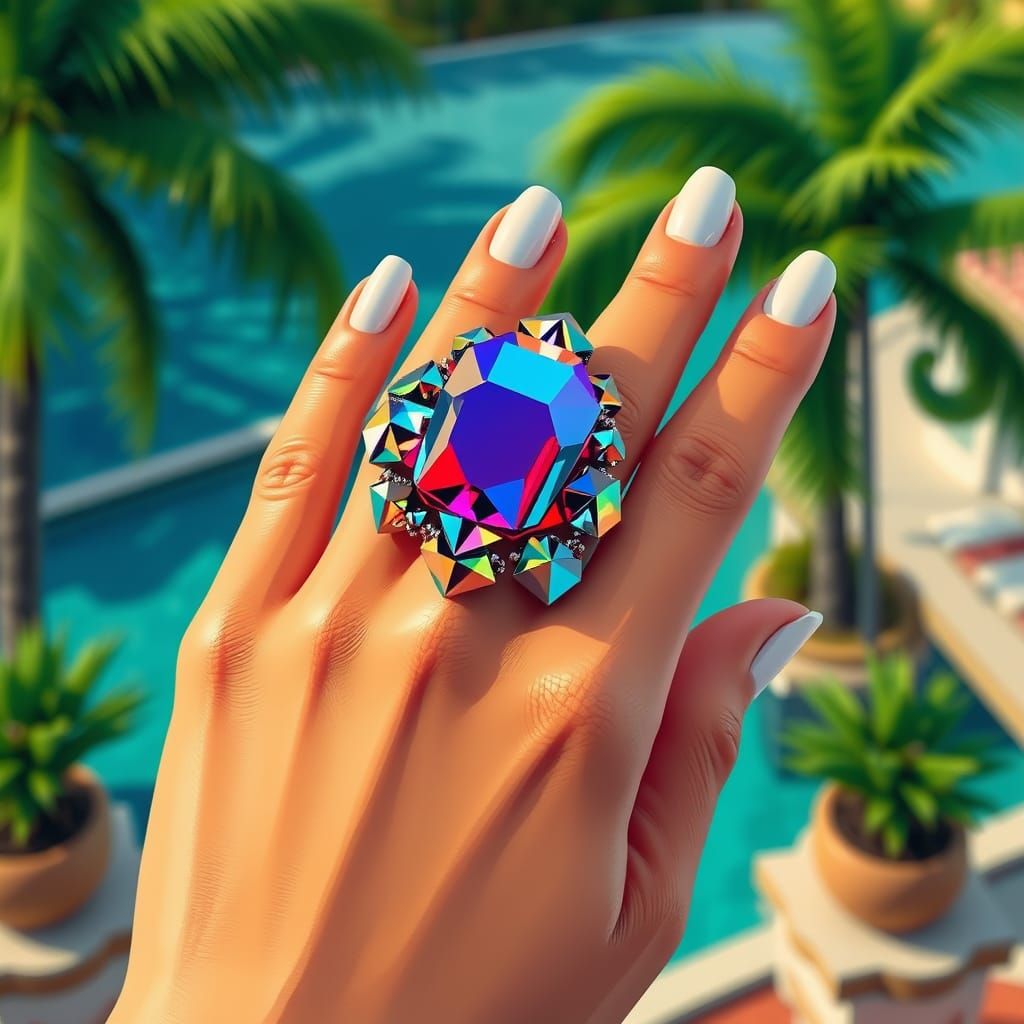 Luxury Wedding Ring in Neo-Cubist Style