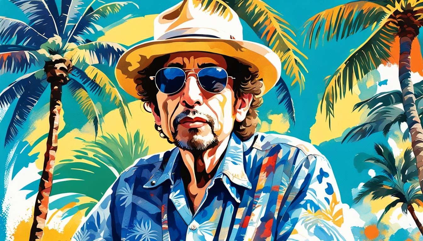Bob Dylan Portrait in Pop Art Watercolor Style
