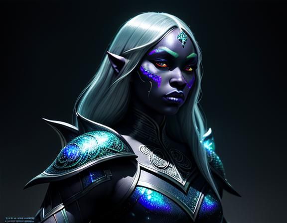 Drow Queen in Cavern: Hyperrealistic Dark Fantasy Art