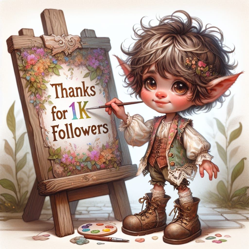 Pixie Painting a Thank You Sign