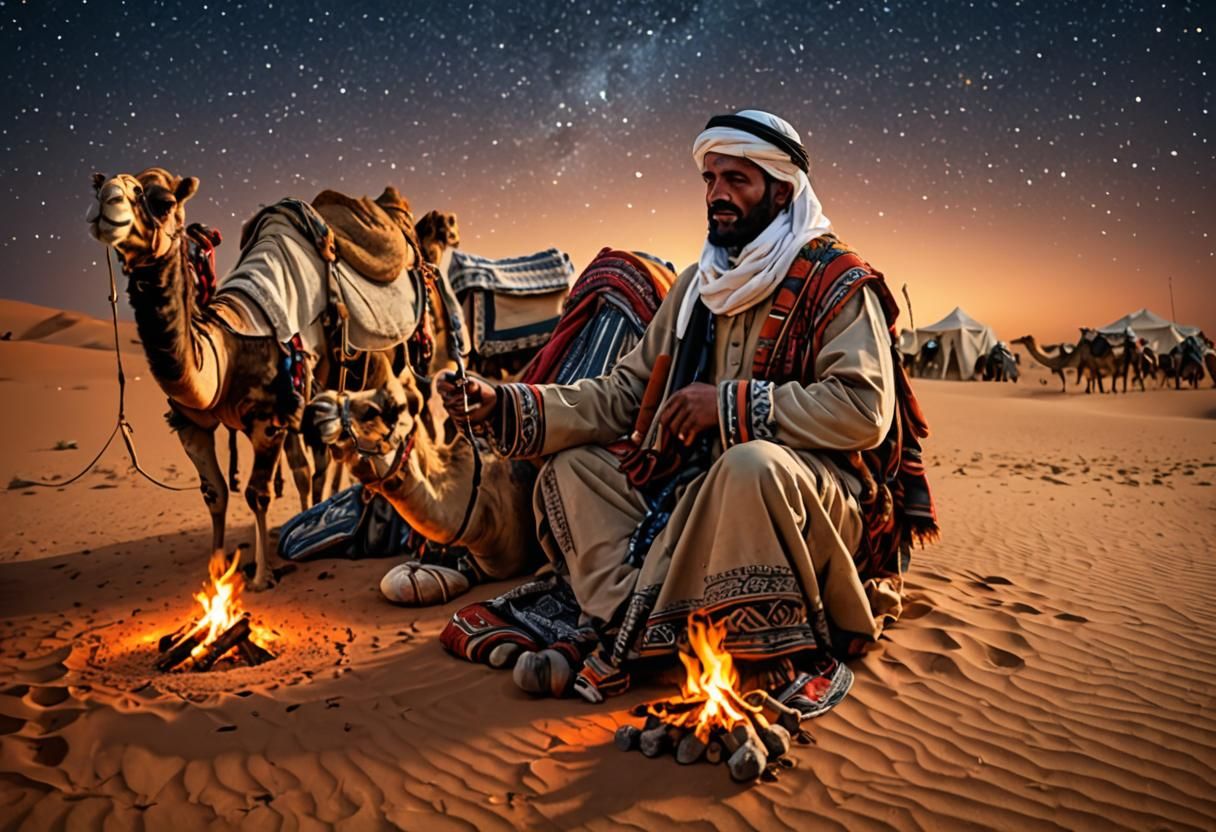 Bedouin dessert dweller and their camels