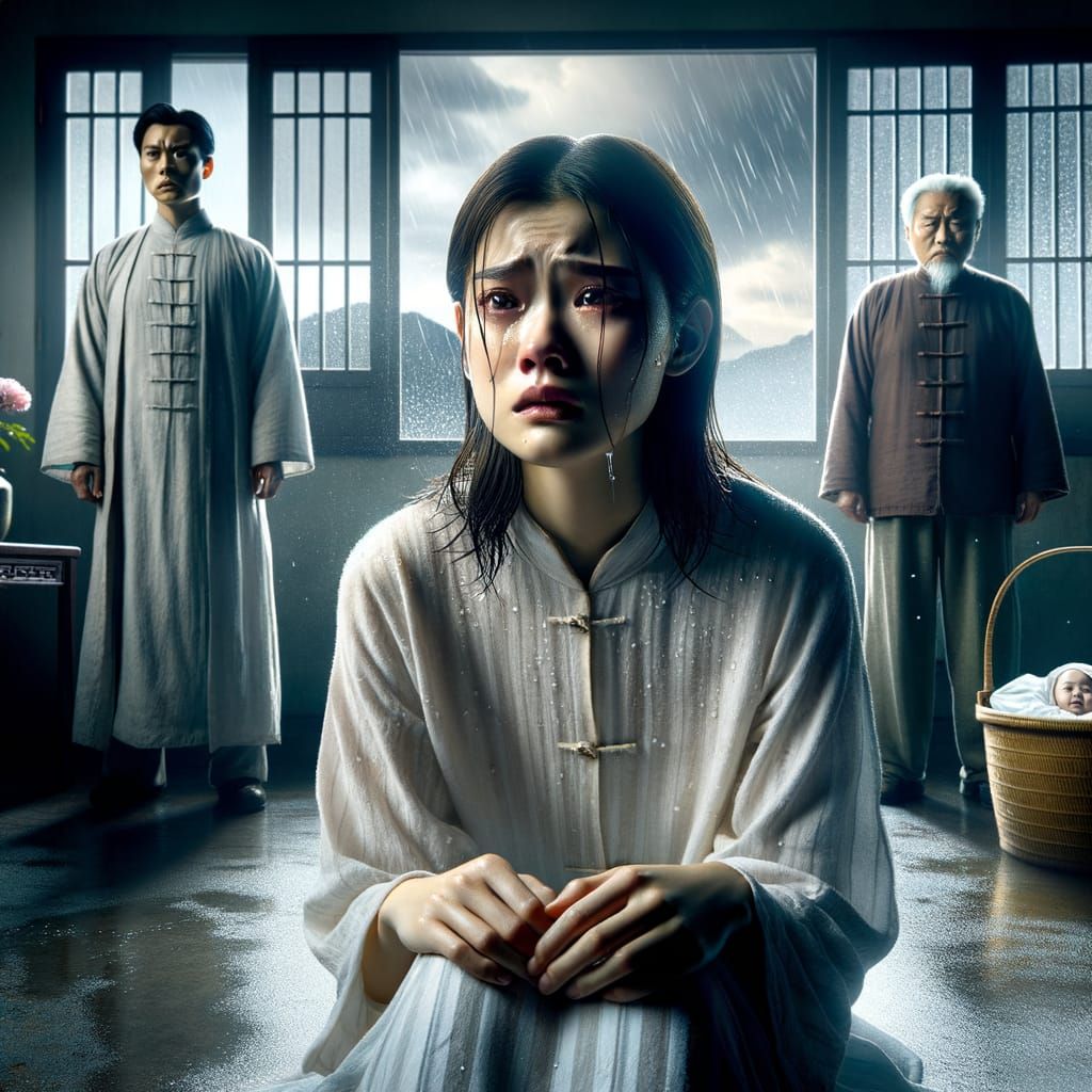 Heartbroken Woman in Dramatic Lighting