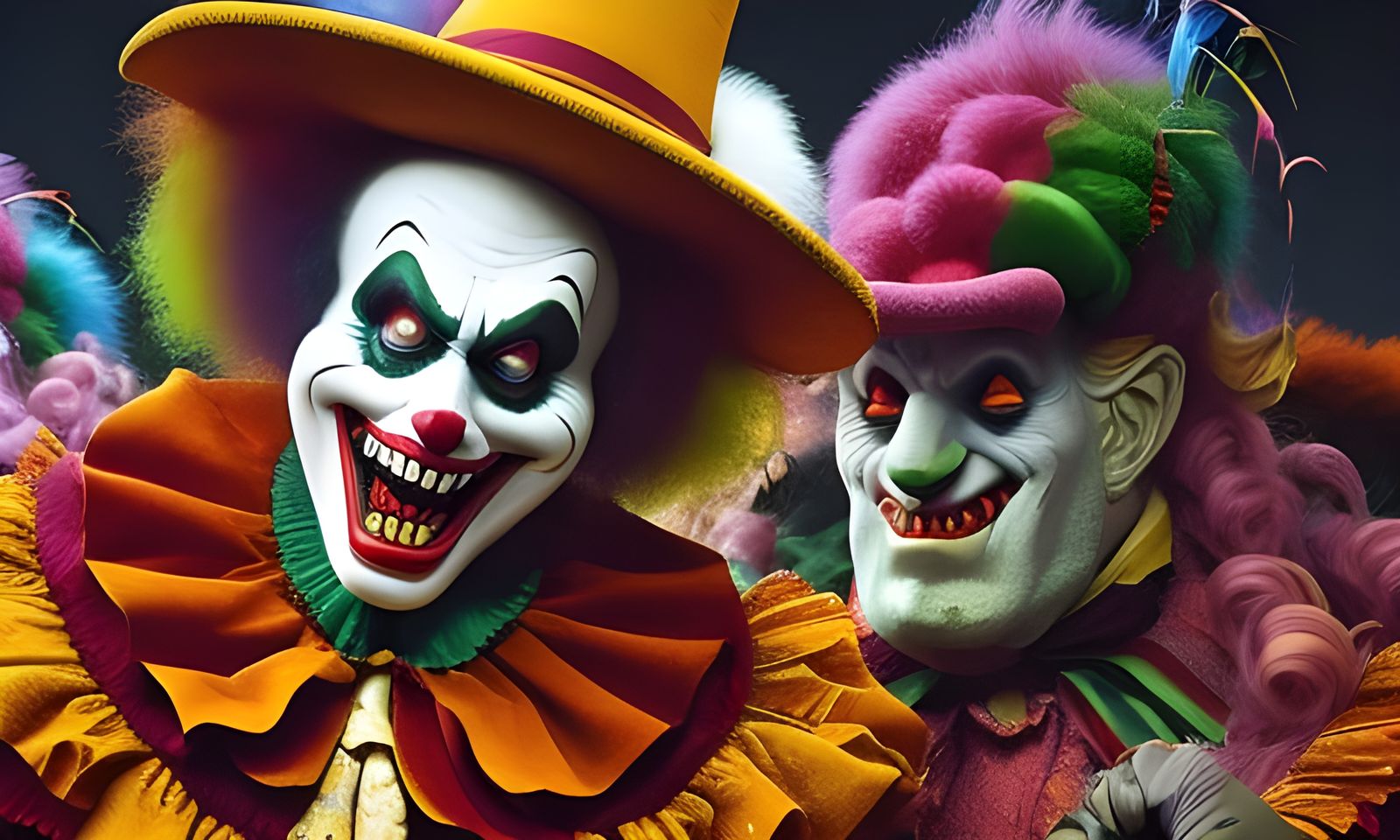 Wicked Clown Contemplating Life in Photorealistic Style