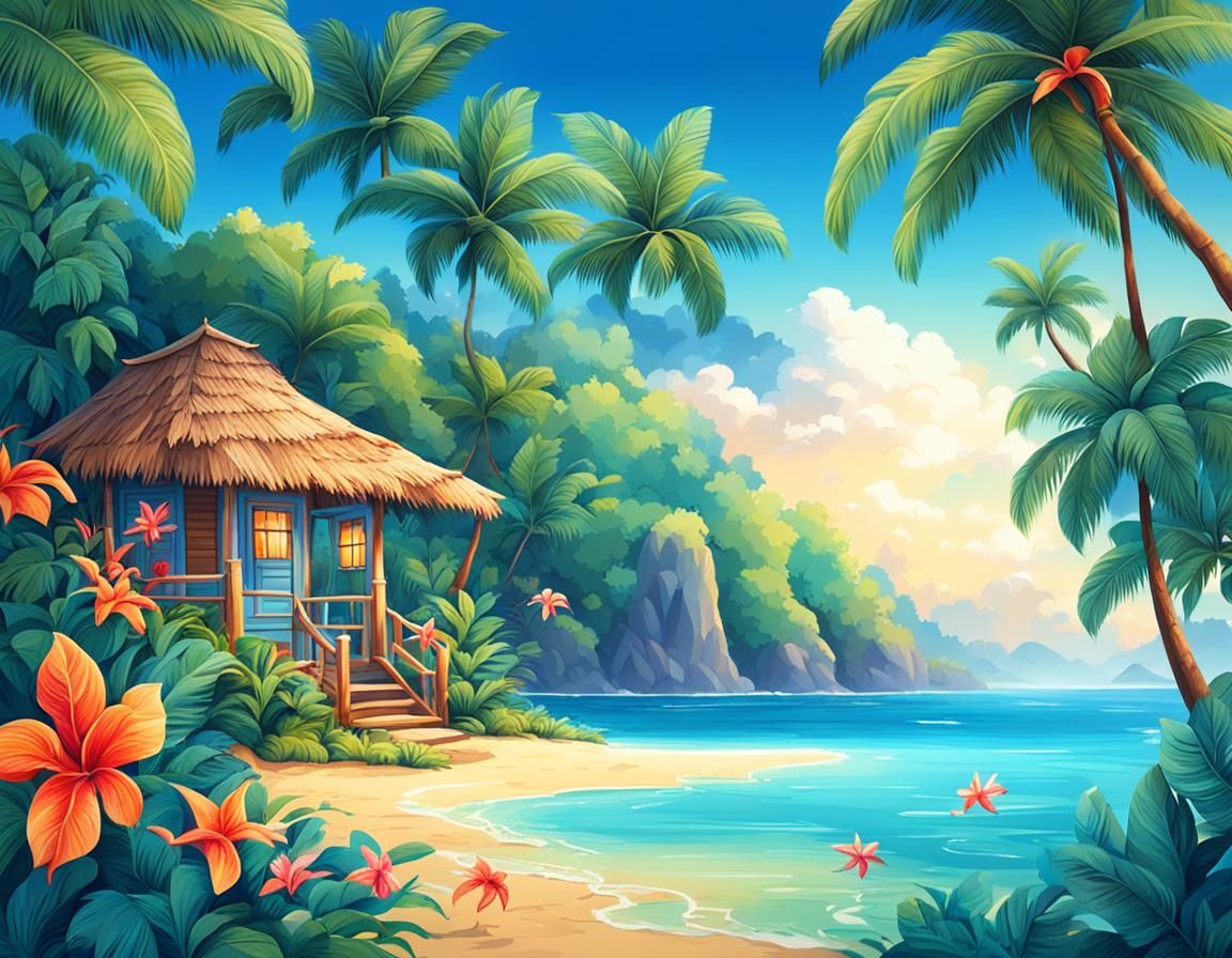 Idyllic Tropical Island Paradise with Azure Sea