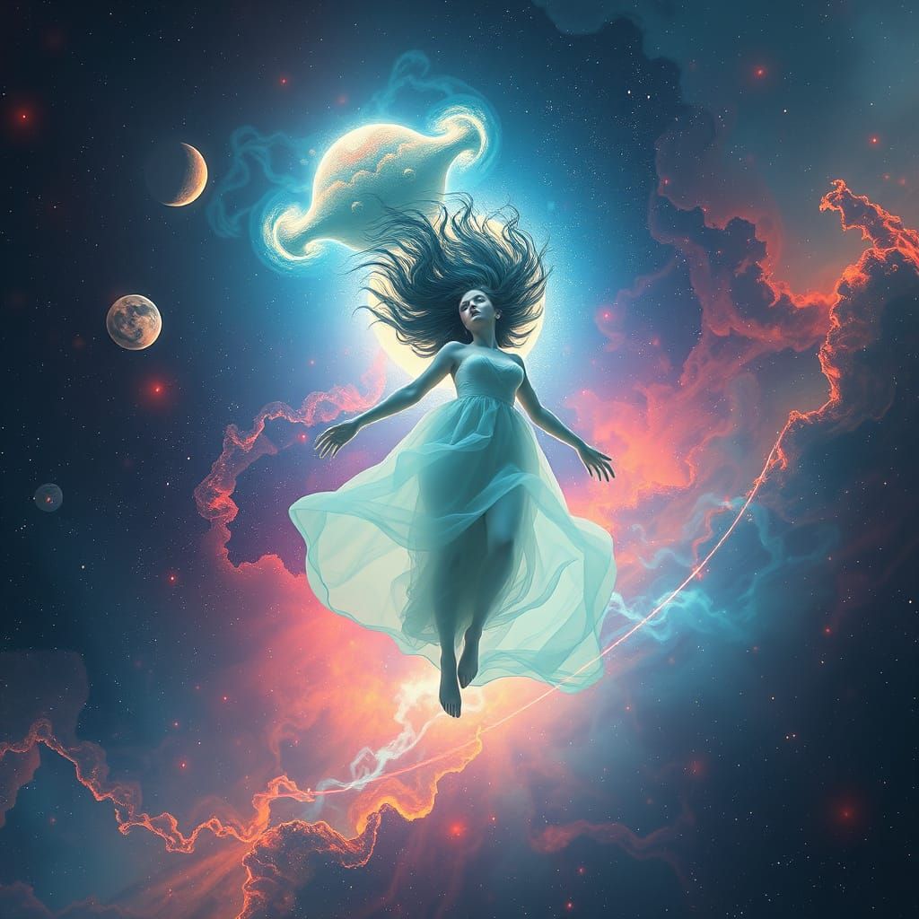 Cosmic Dreamer in Vibrant Nebulae