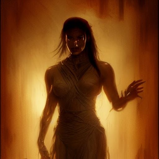 Sinister Mummy Artwork in Gothic Horror Style