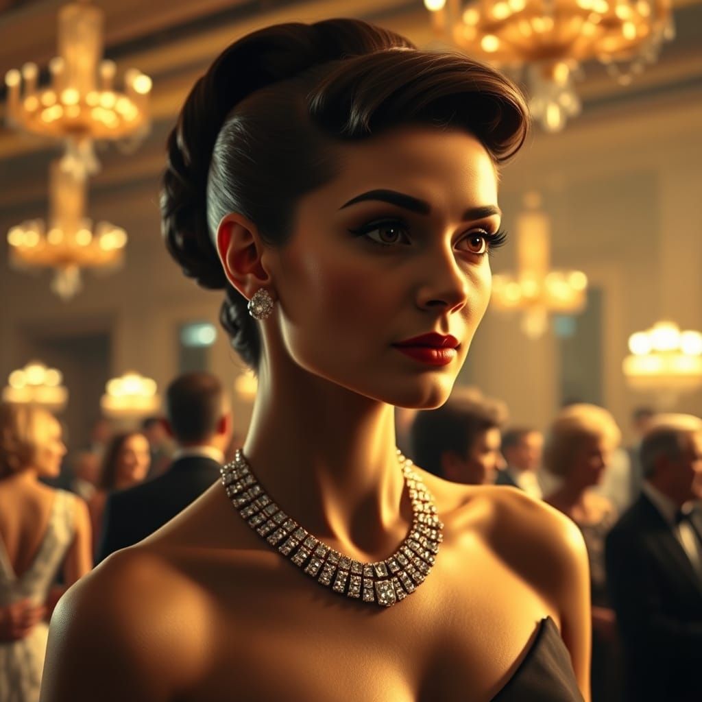 Elegant Audrey Hepburn Lookalike at Opulent Auction