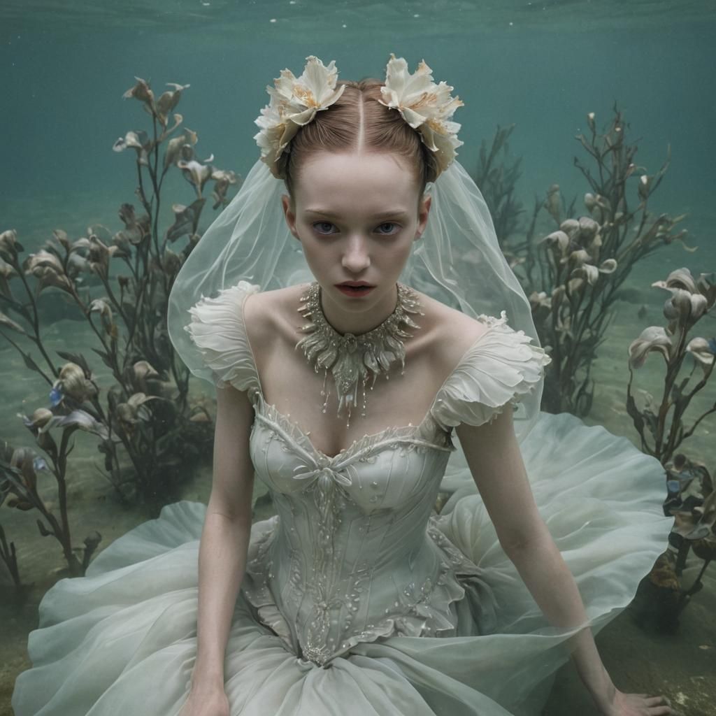 Surreal Underwater Wedding Scene in Digital Painting Style