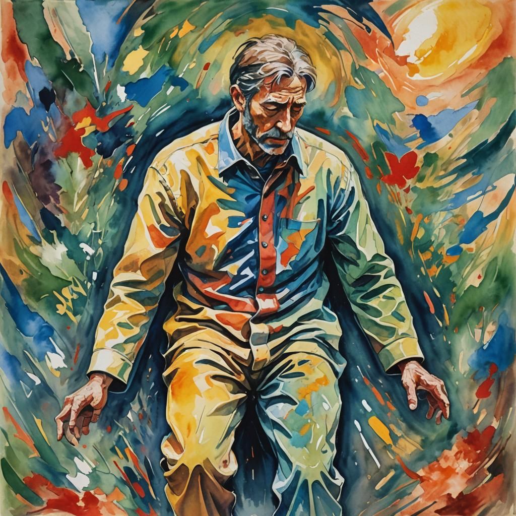 Soul Leaving Body as Gouache Impressionist Painting