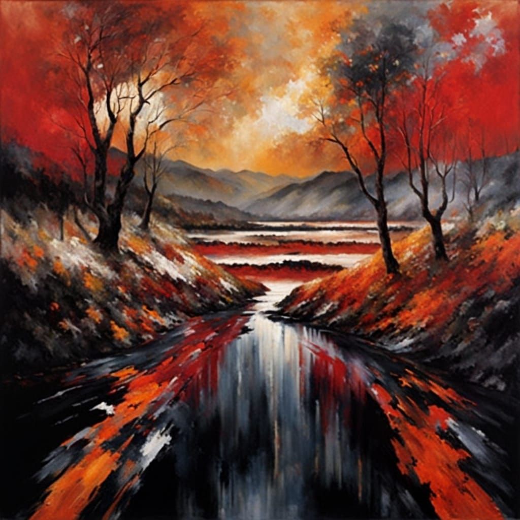 Kaleidoscopic Landscape in Expressionist Impasto Style