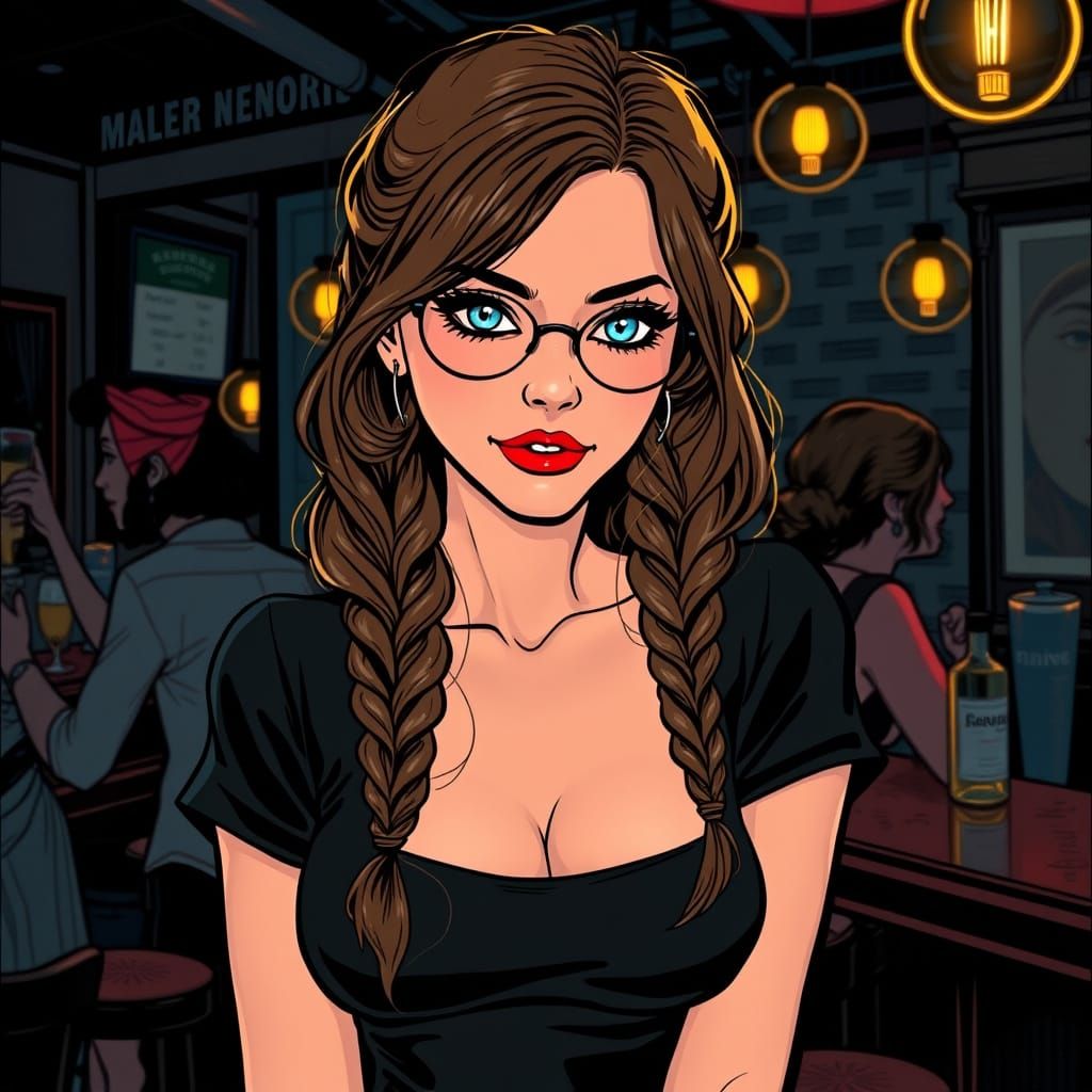Sultry Woman in a Nightclub, Inspired by Pin-Up Art