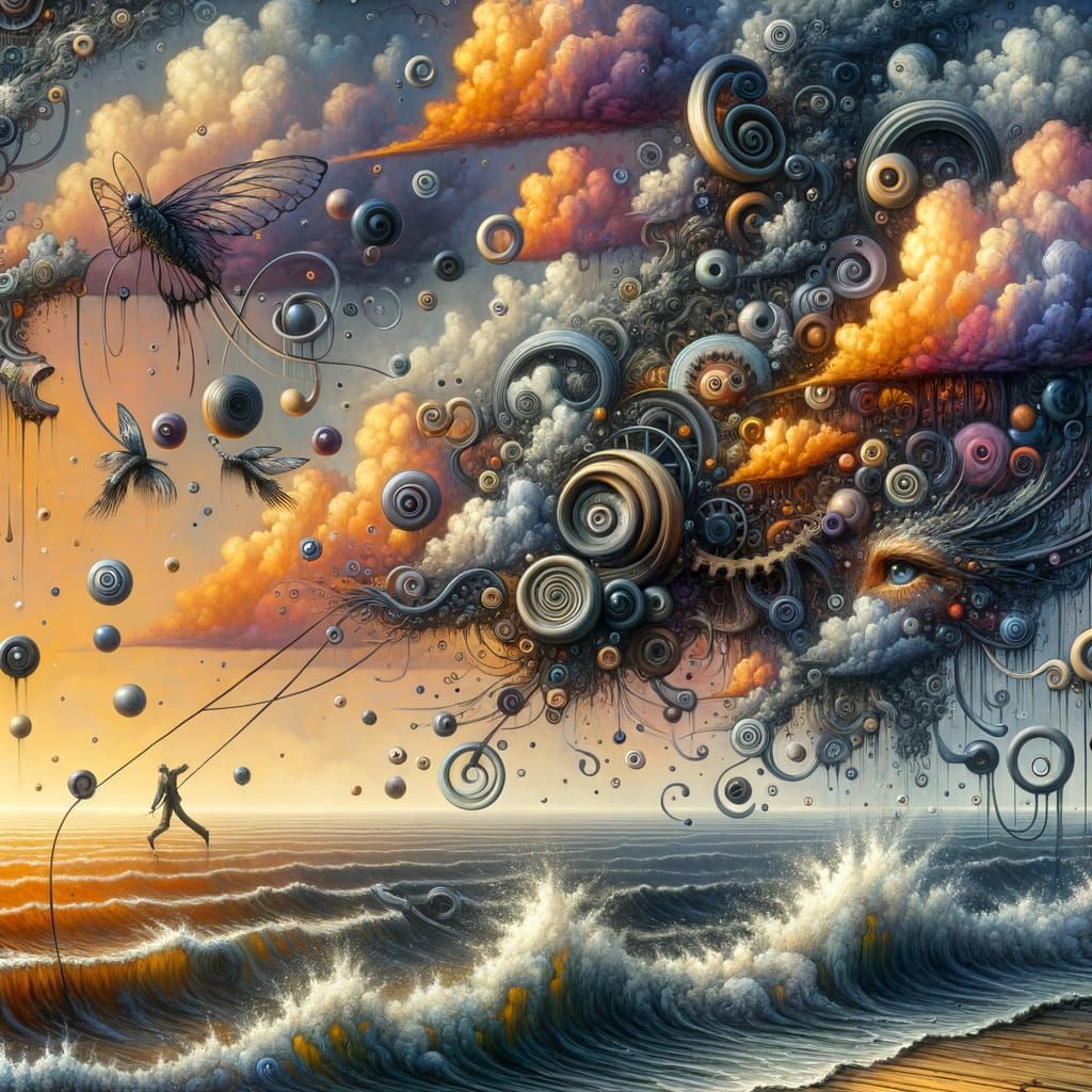 Surreal Ink Art: Damaged Reality Concept