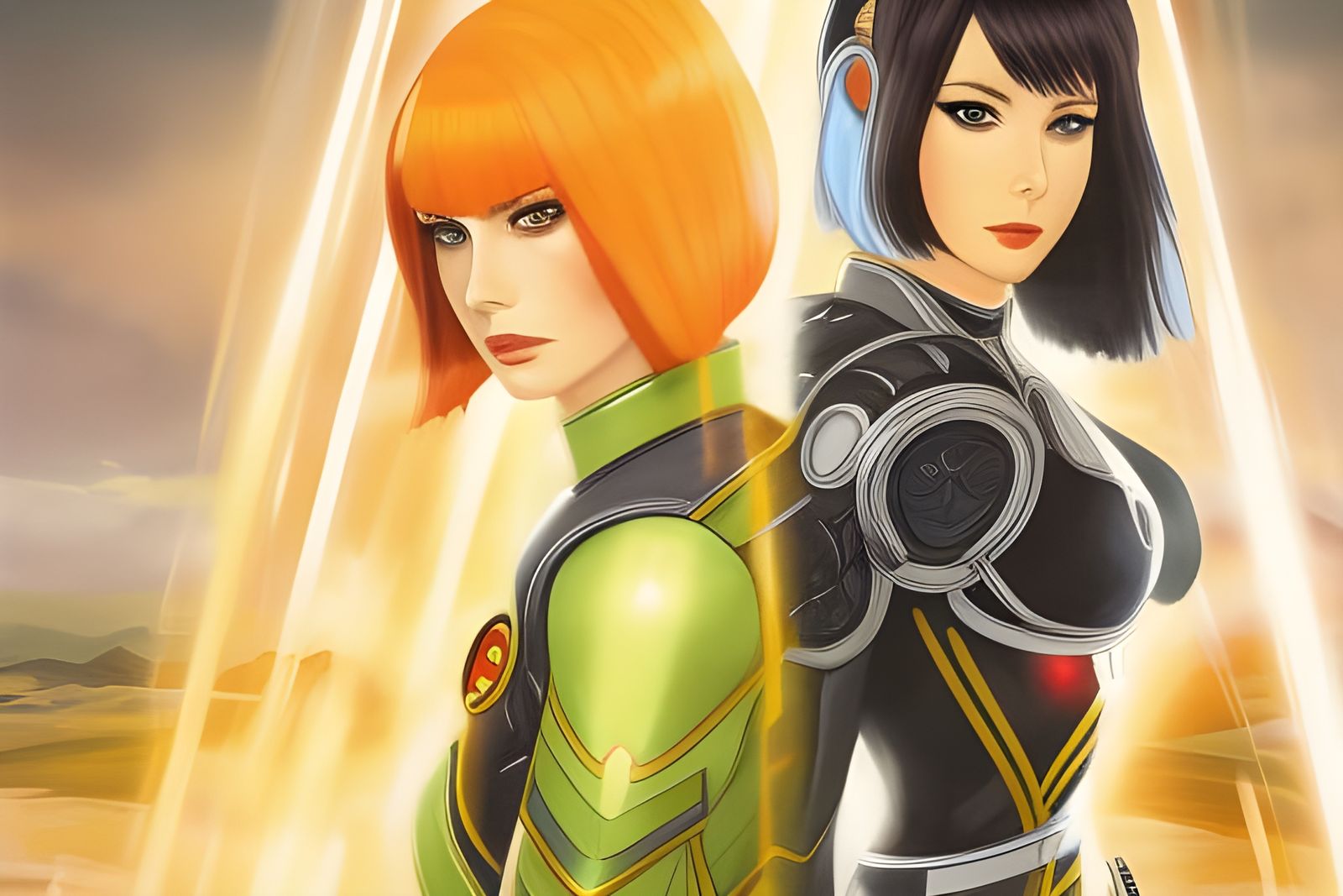 Anime Portrait of Commander Shepard and Liara T'Soni