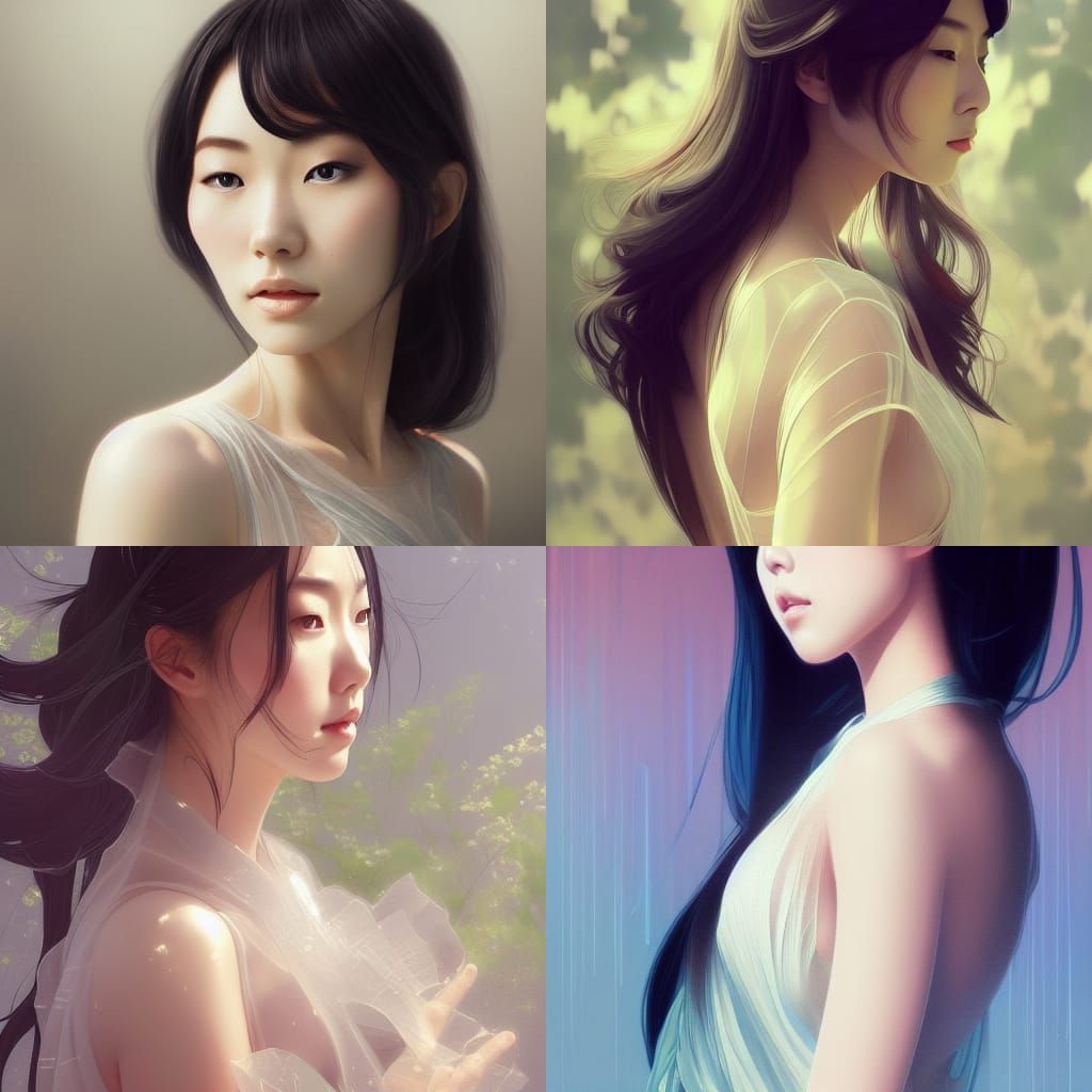 Beautiful Japanese Woman in Art Nouveau Portrait