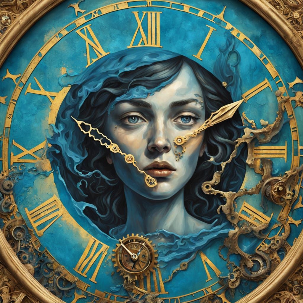 Time's Melancholy Abyss in Vibrant Colors