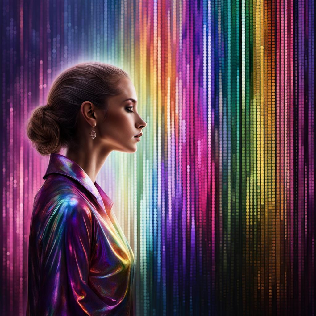 Rainbow Iridescent Portrait with Mirror Reflections