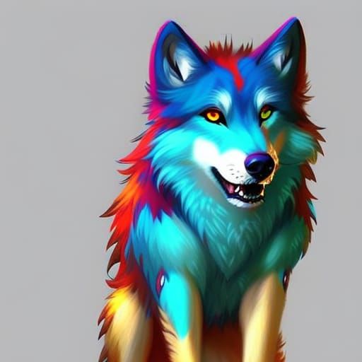 Colorful Furry Wolf Character Concept Art