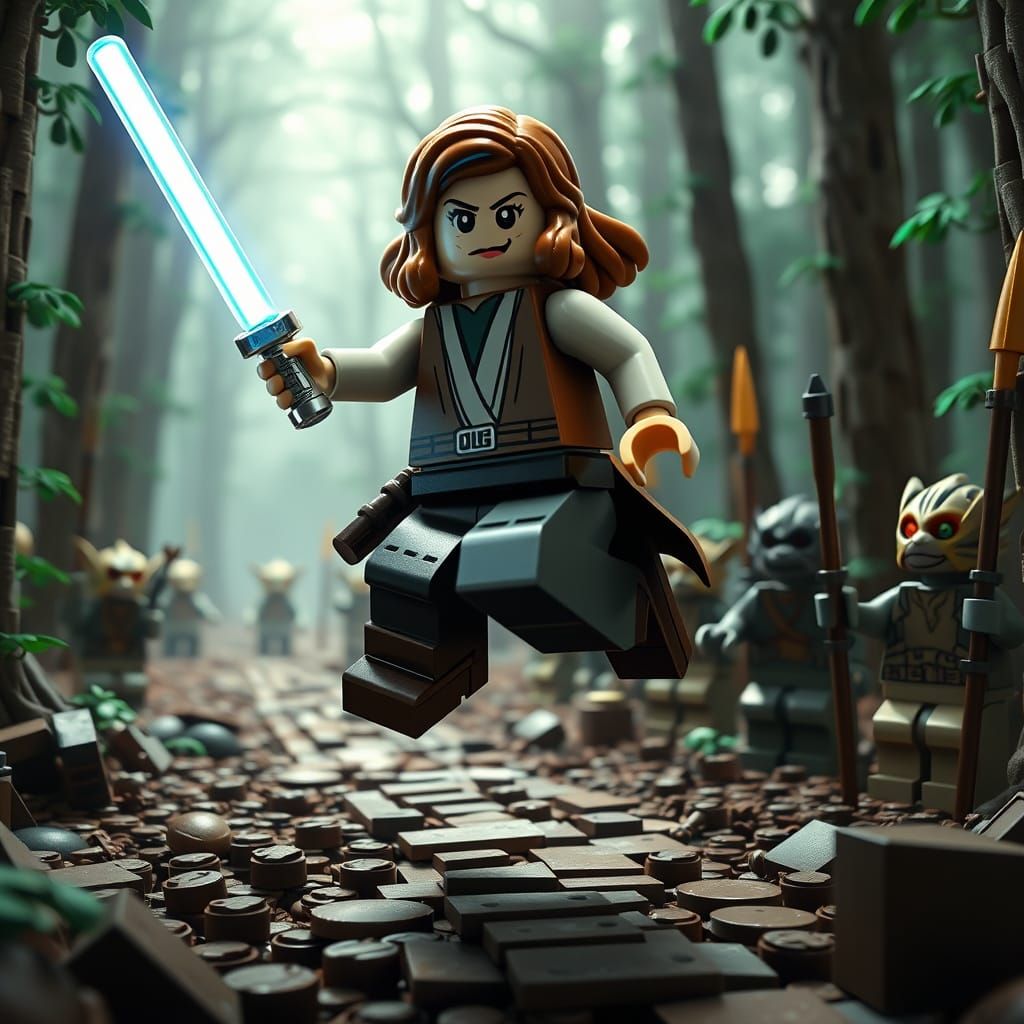 Lego Jedi on Endor in 3D Anime Style