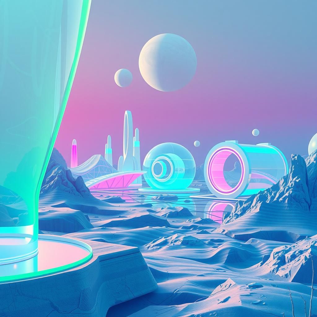 Dreamy Frutiger Aero Landscape in Synthwave Style