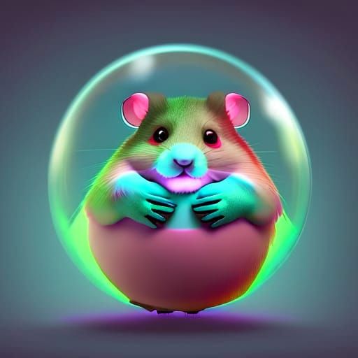 Cute Zombie Hamster in Pink, Pixar Style