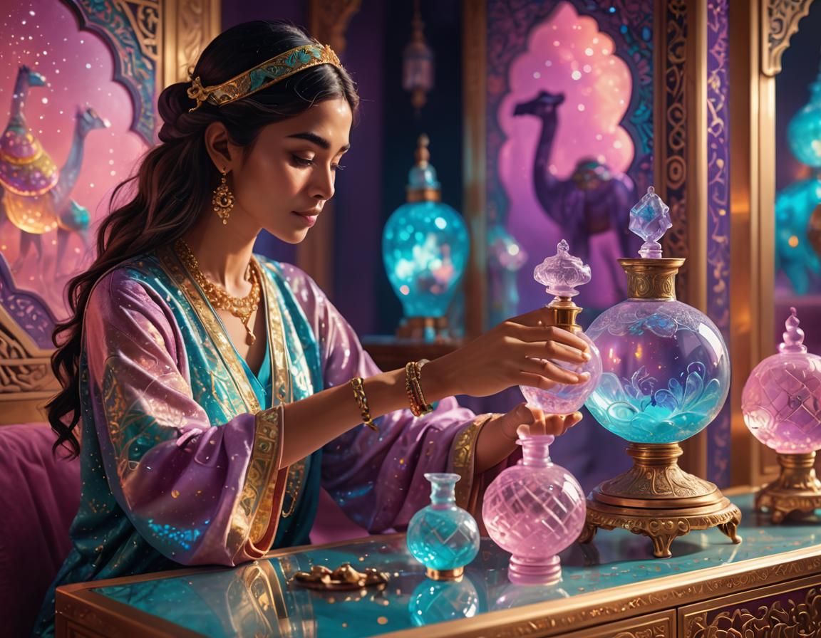 Astral Cosmic Camel Perfume in Islamic Art Style