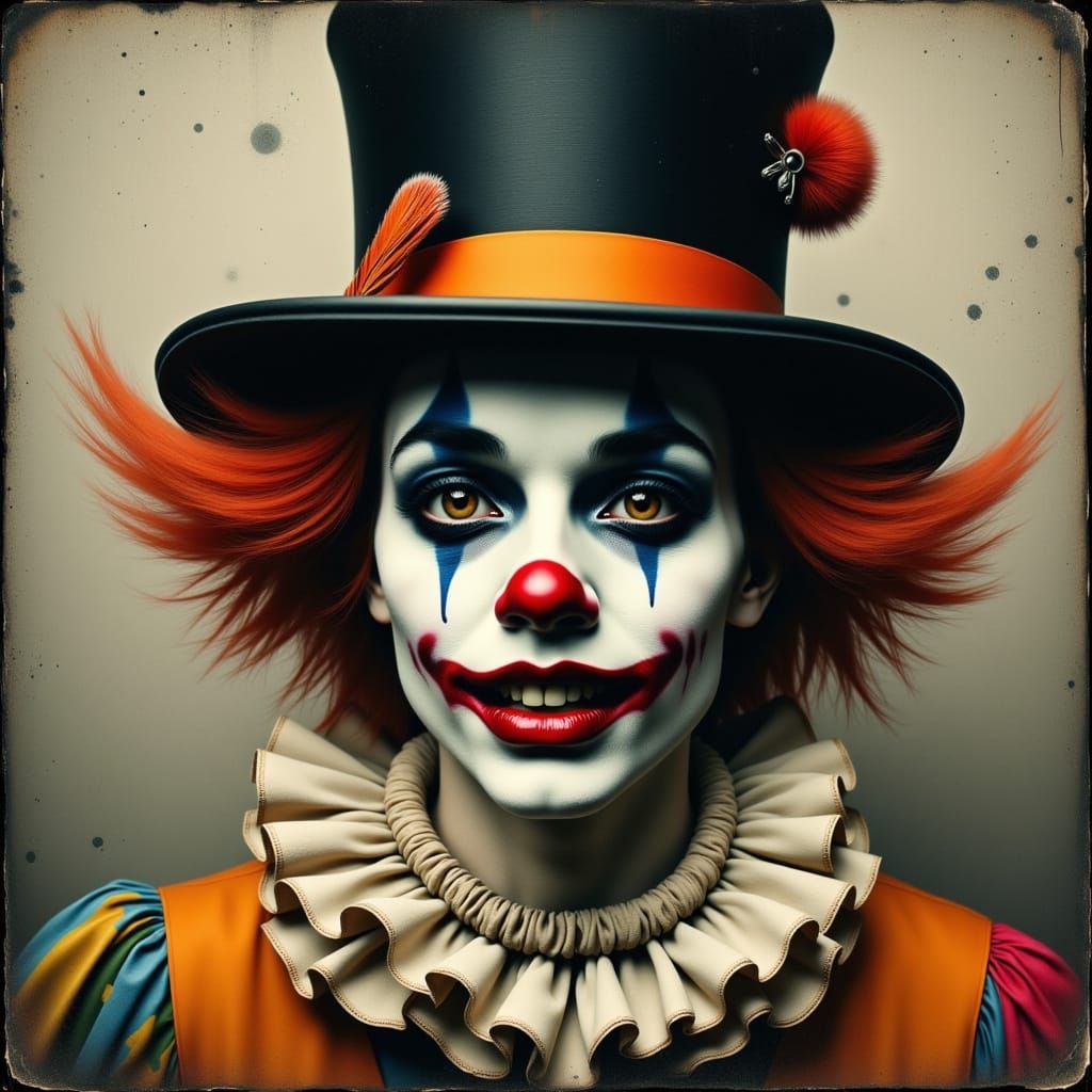 Sinister Clown Portrait in Gothic Style