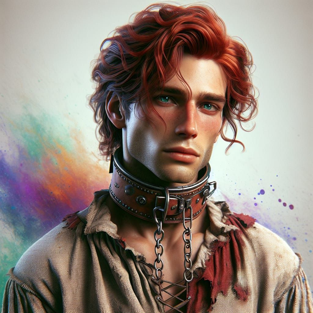 Fantasy Redhead in Ragged Medieval Clothing