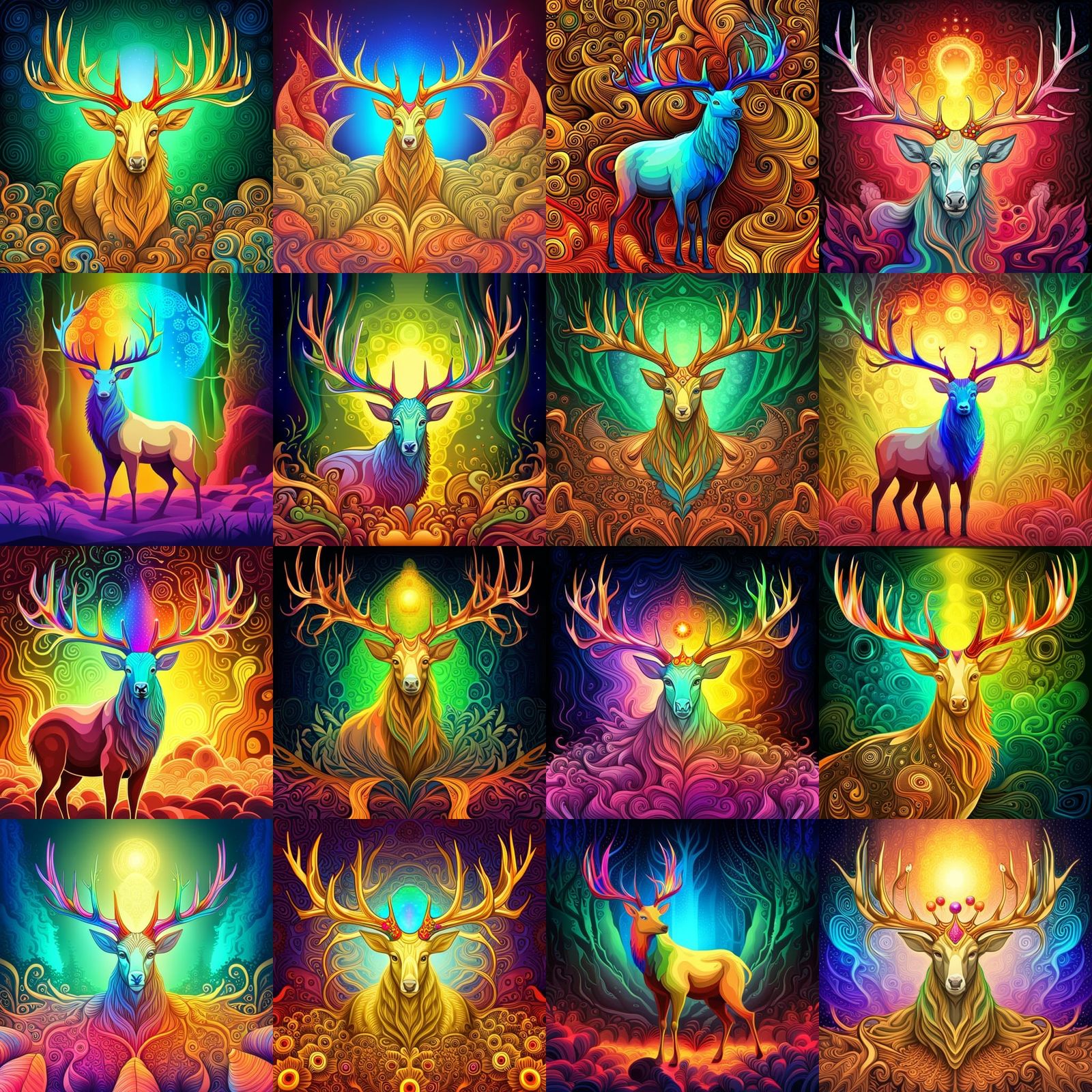 Opal Elk King in Psychedelic Forest