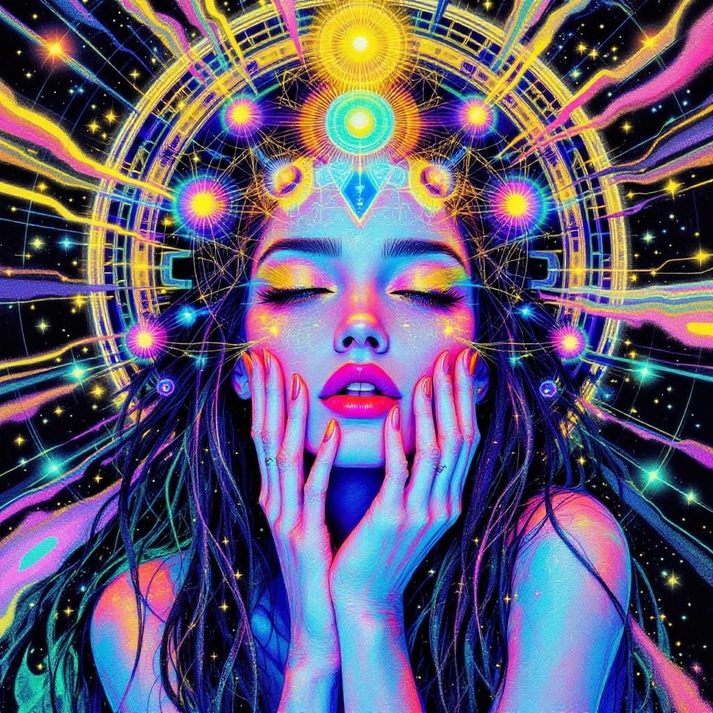 Ethereal Visionary in Iridescent Light