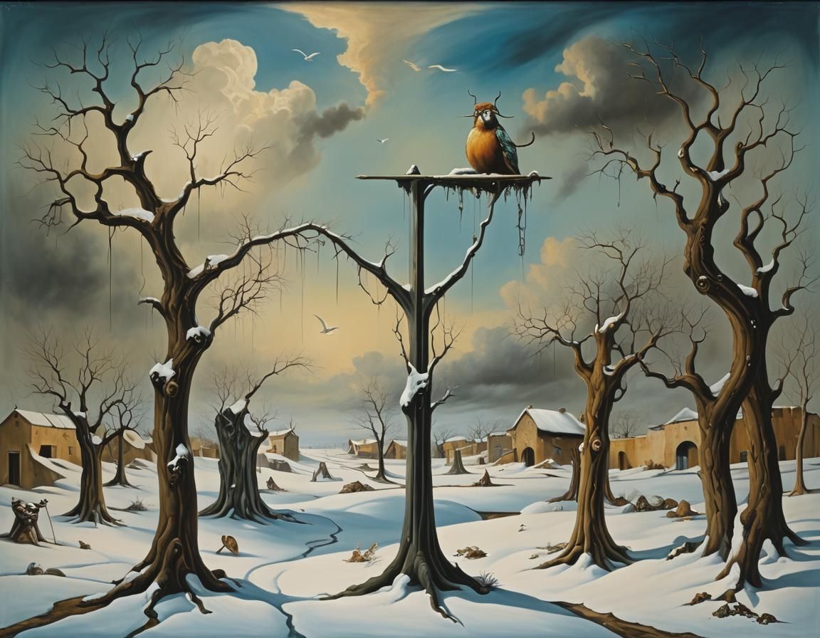 Surreal Garden Protected from Winter Storm, Dali Style