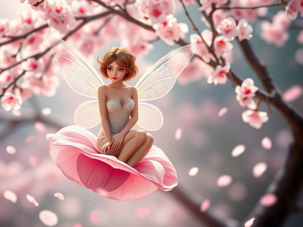 Fairy in Cherry Blossom Wonderland