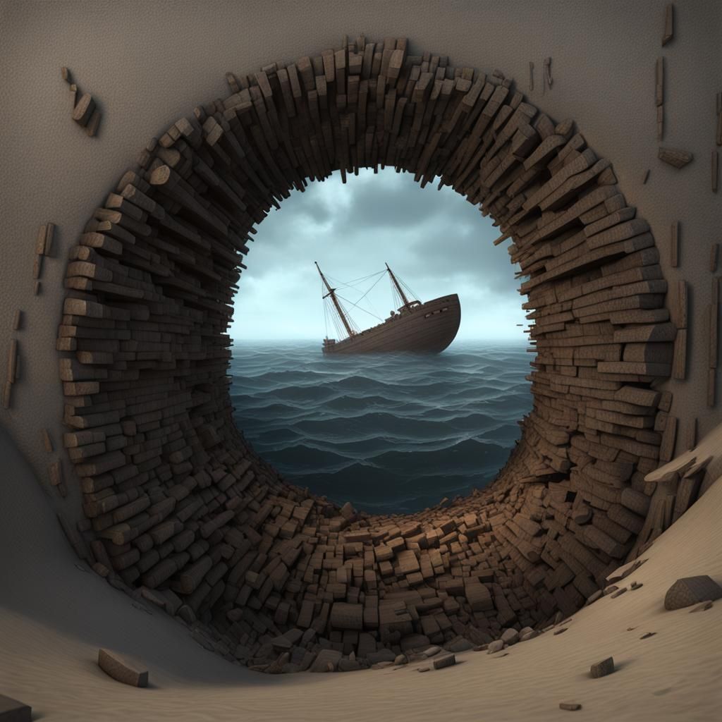 Rusty Ocean Portal in Cyberpunk Style