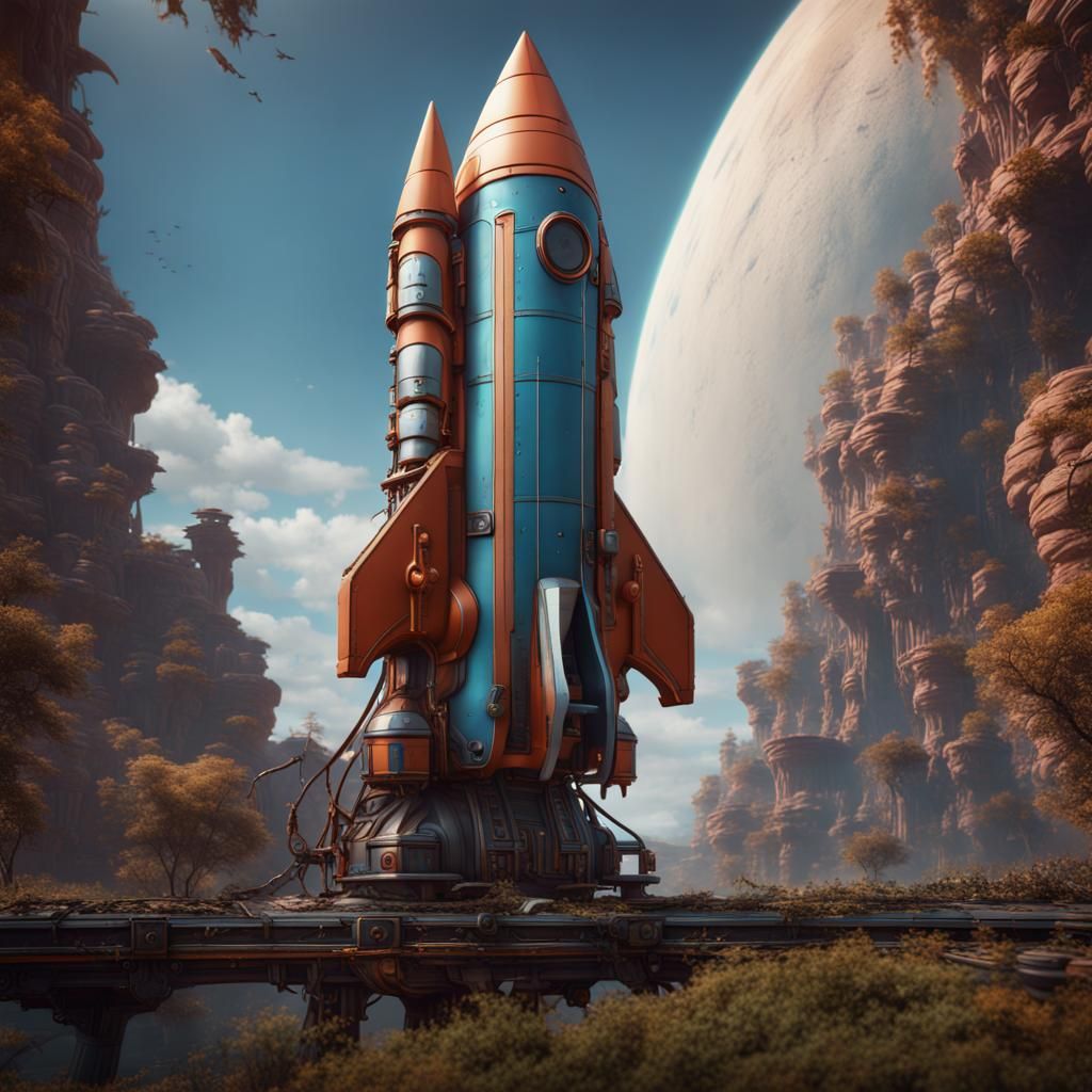 Detailed Matte Painting of a Rocket Ship