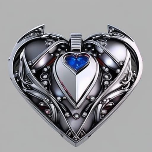 Cyborg Heart with Ruby Jewelry in Fantasy Art