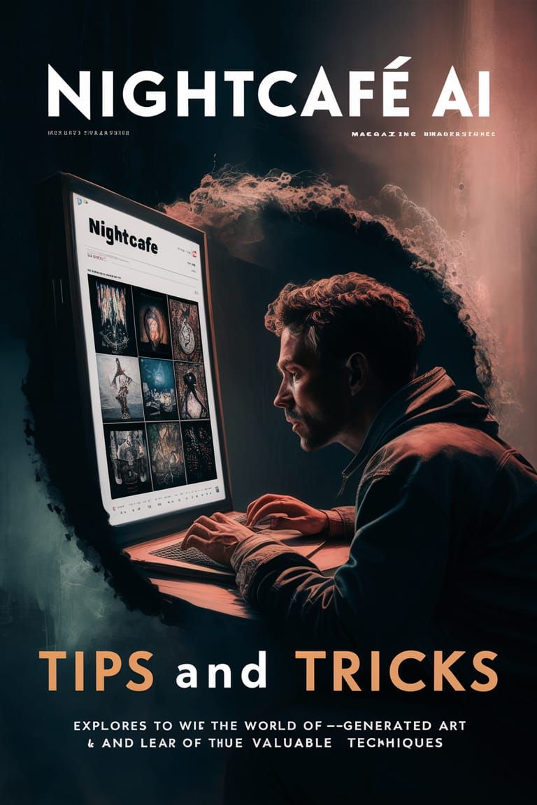 A visually captivating magazine cover titled "NightCafe AI" ...