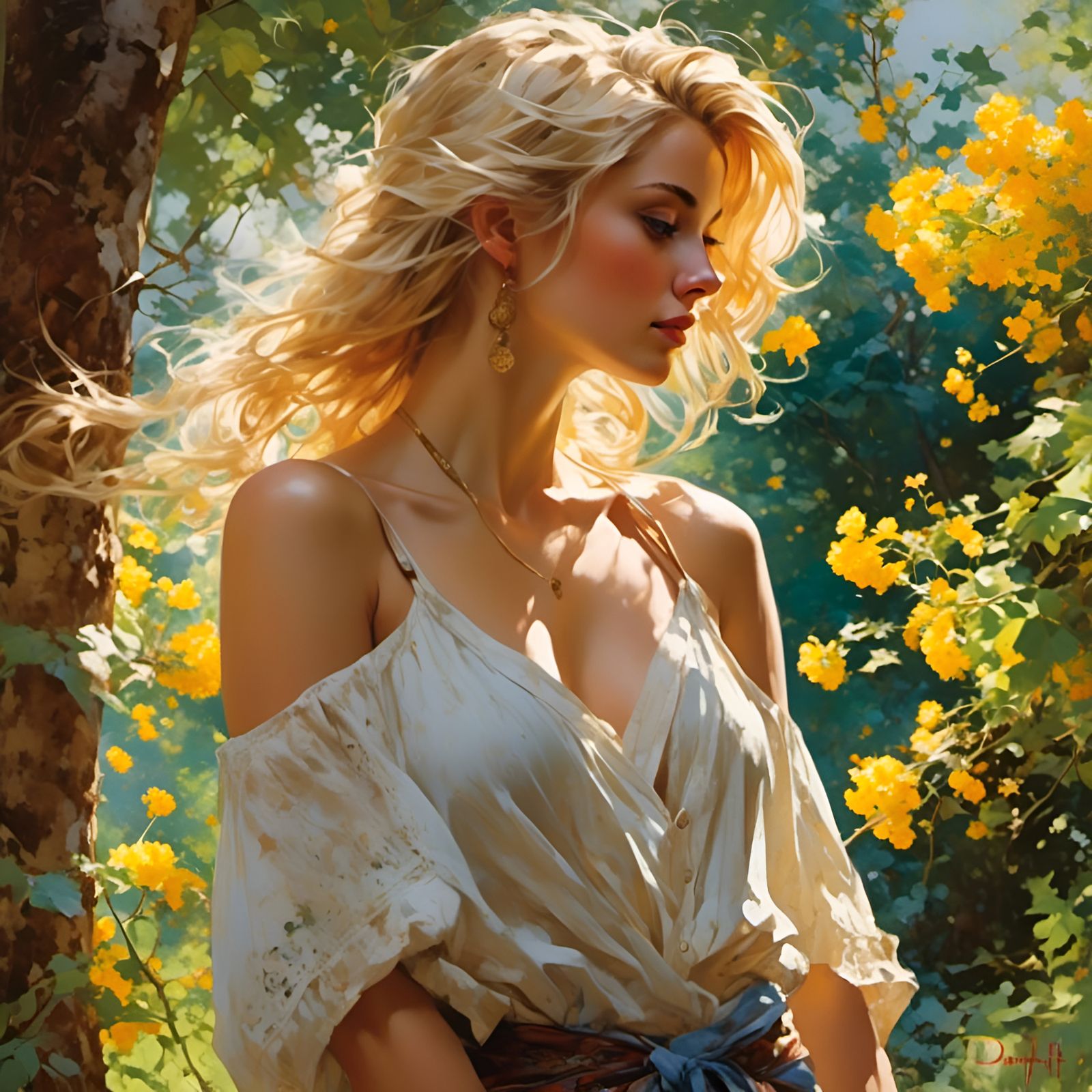 Hyperreal Portrait of Nude Blonde Woman