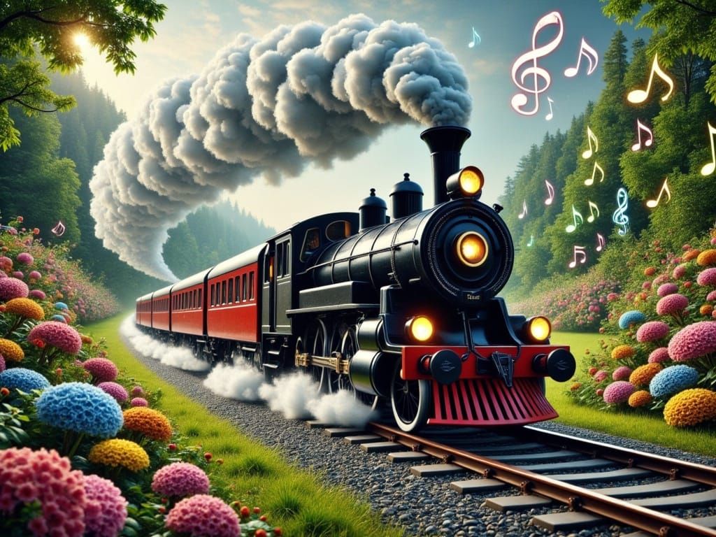 Vintage Steam Train with Piano Accents
