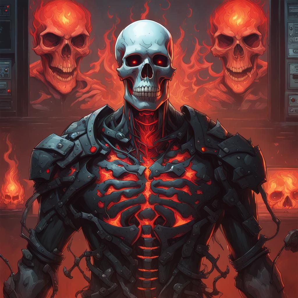 Skull Cyborg in Cybernetic Command Center