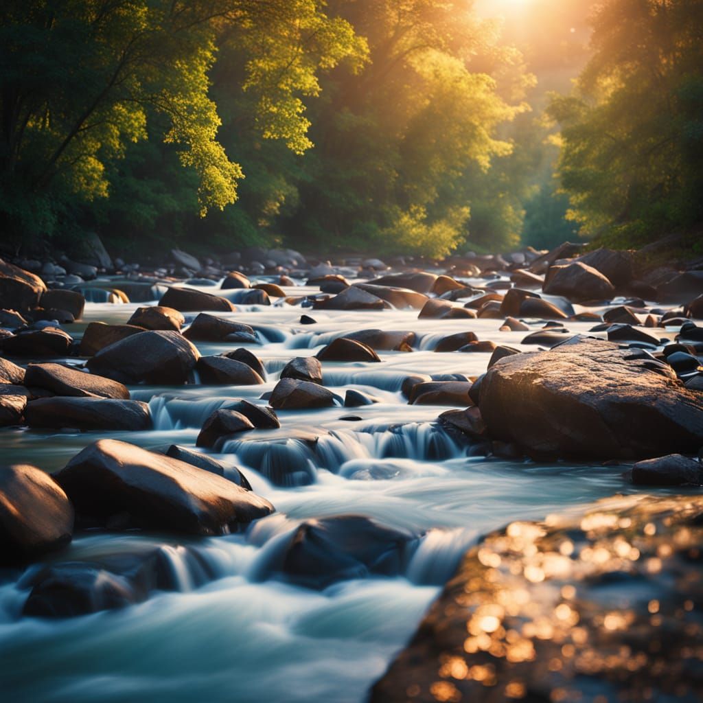 Blue River Landscape Photography in Golden Hour