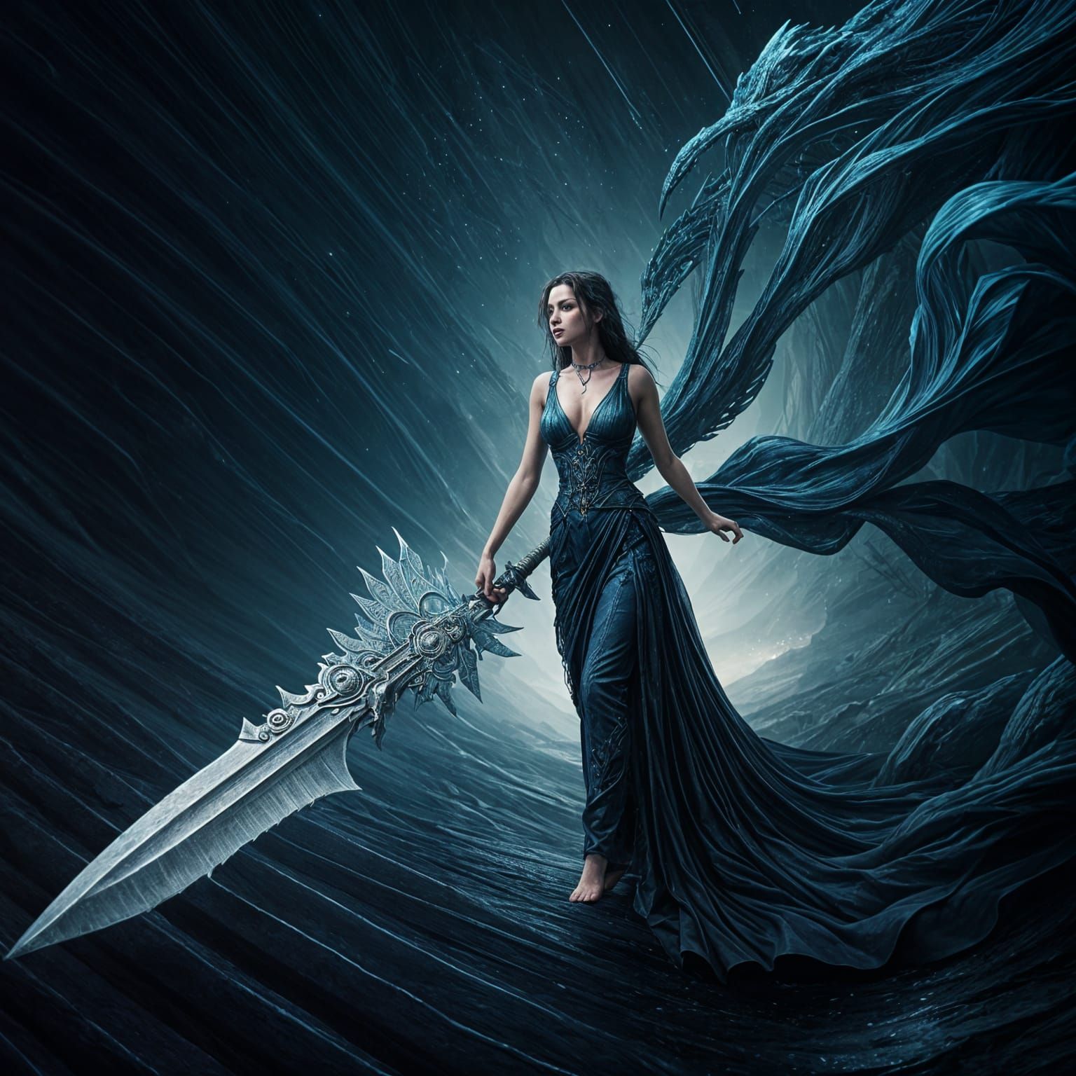 Fantastical Figure Walks a Razor's Edge