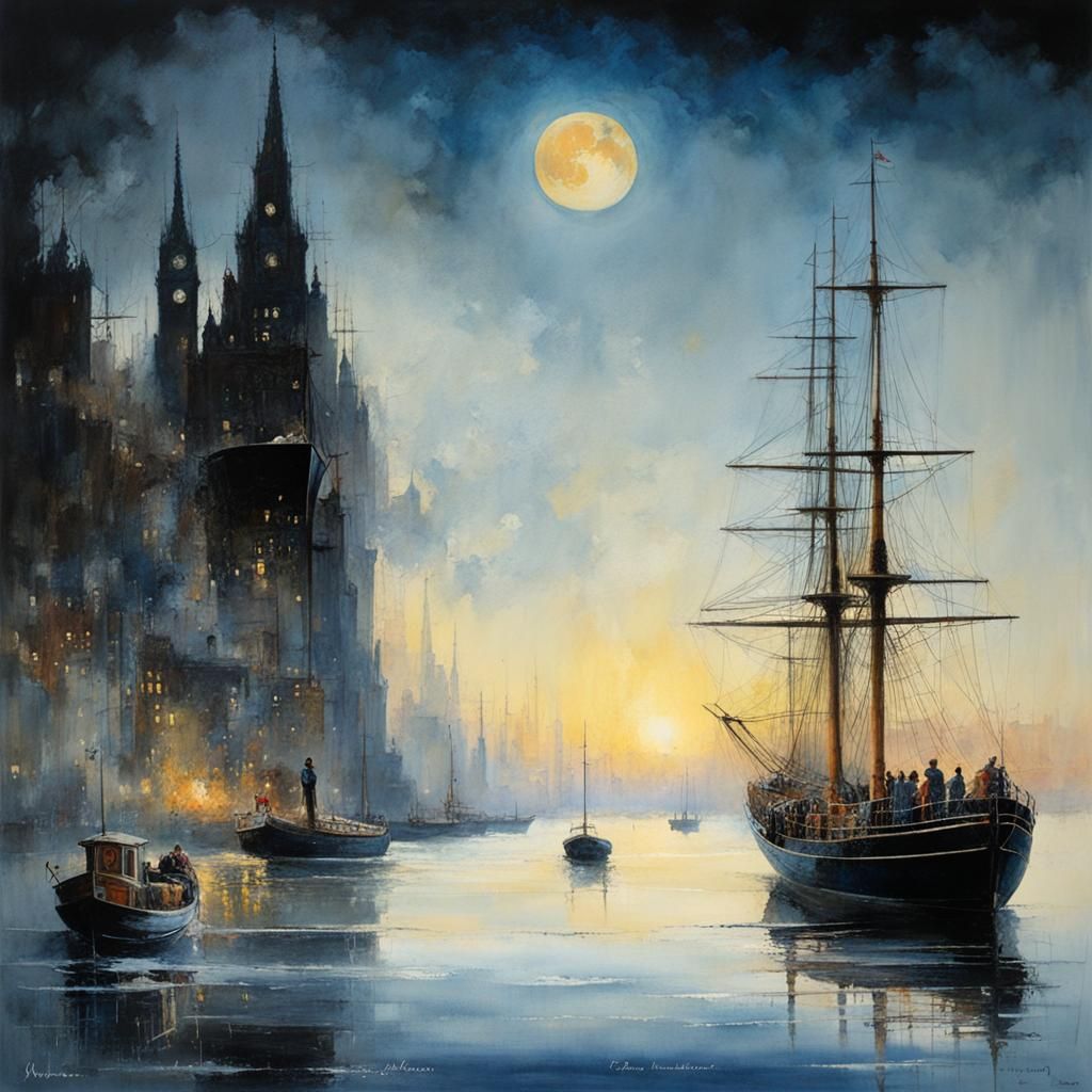 Intricate Daybreak Departure: Detailed Watercolor Art