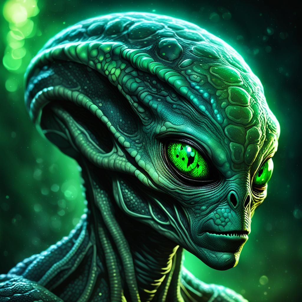 Sci-Fi Alien Portrait with Bioluminescent Markings