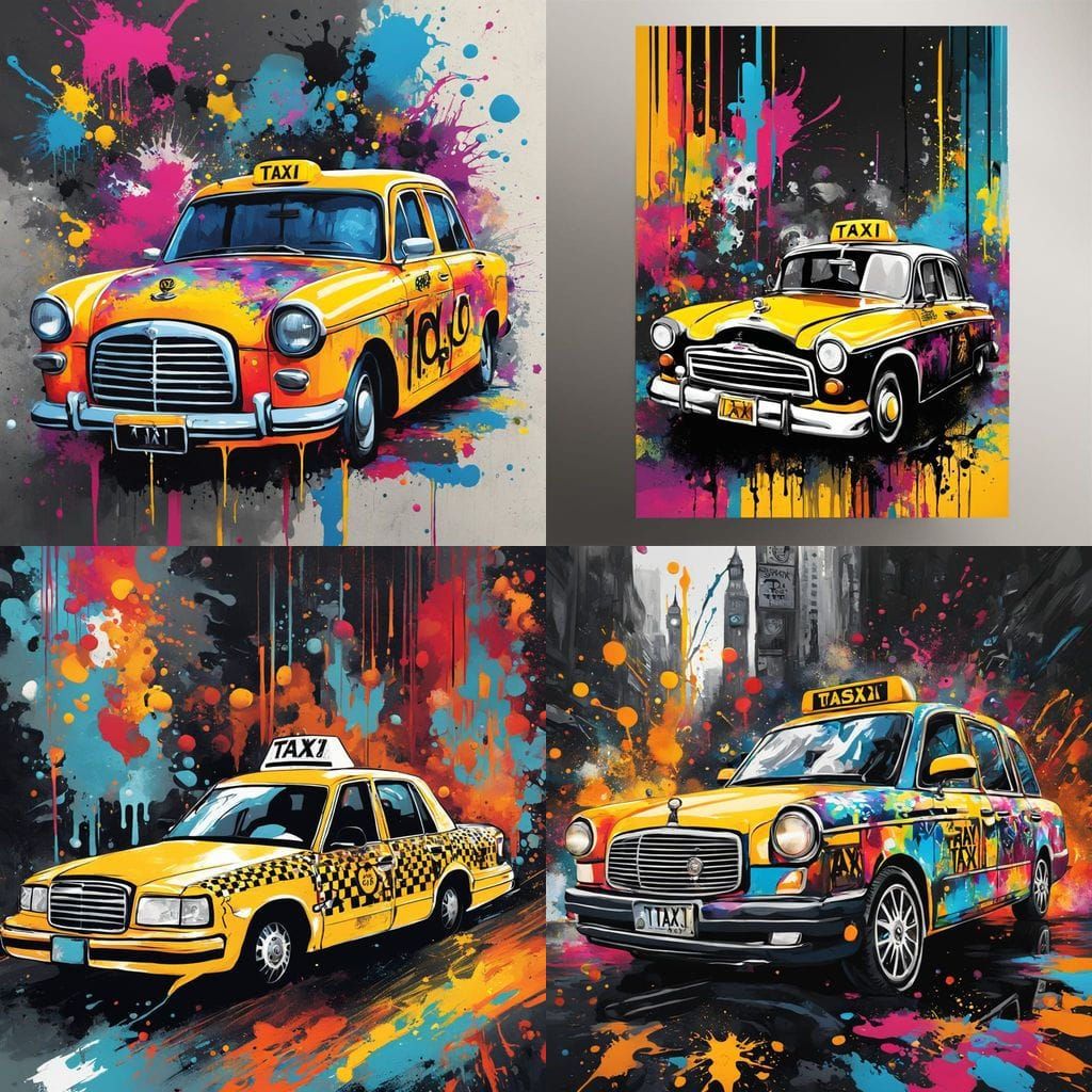 Luxury Taxi Business Card in Vibrant Street Art Style