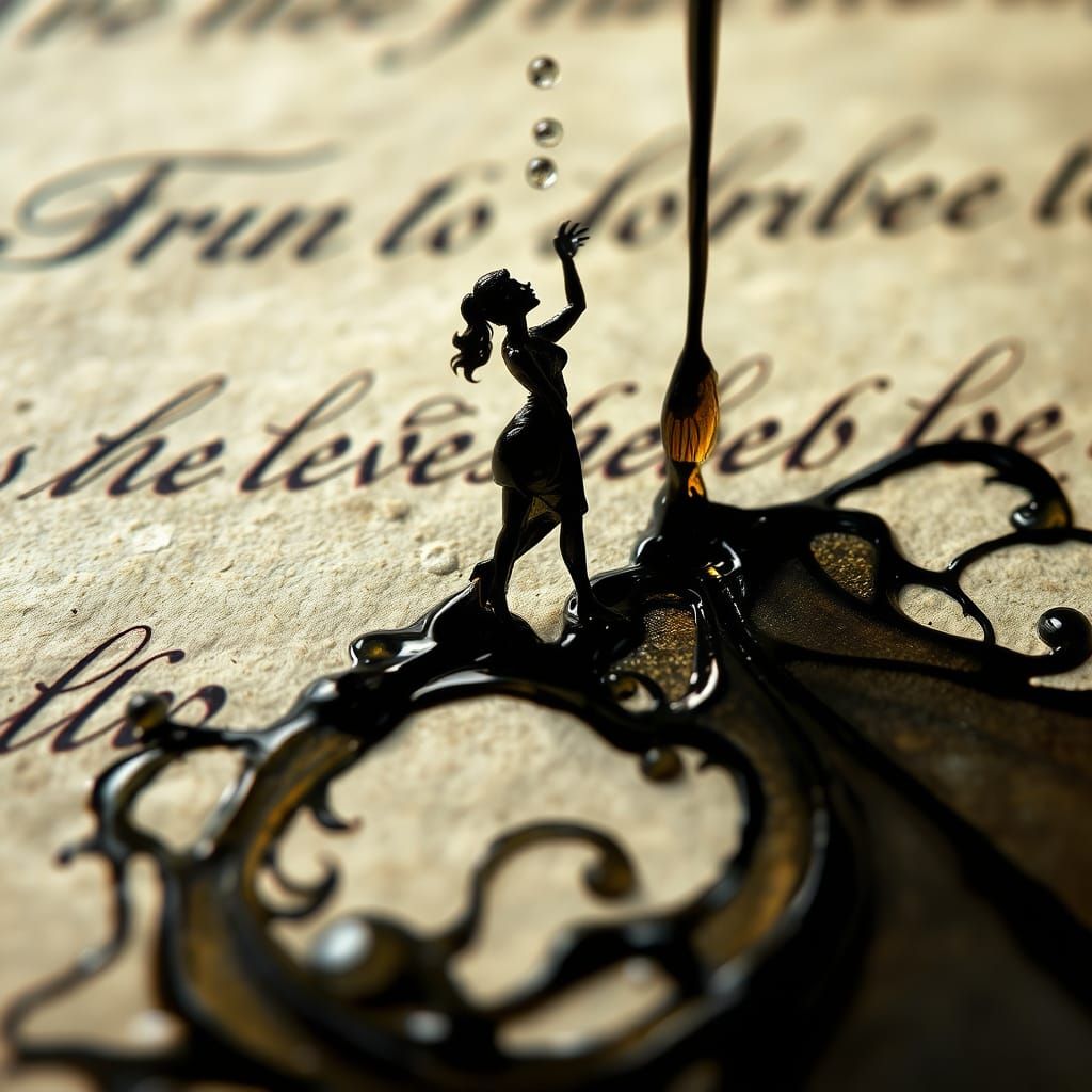 Hyperrealistic Calligraphy on Parchment with Dancing Ink