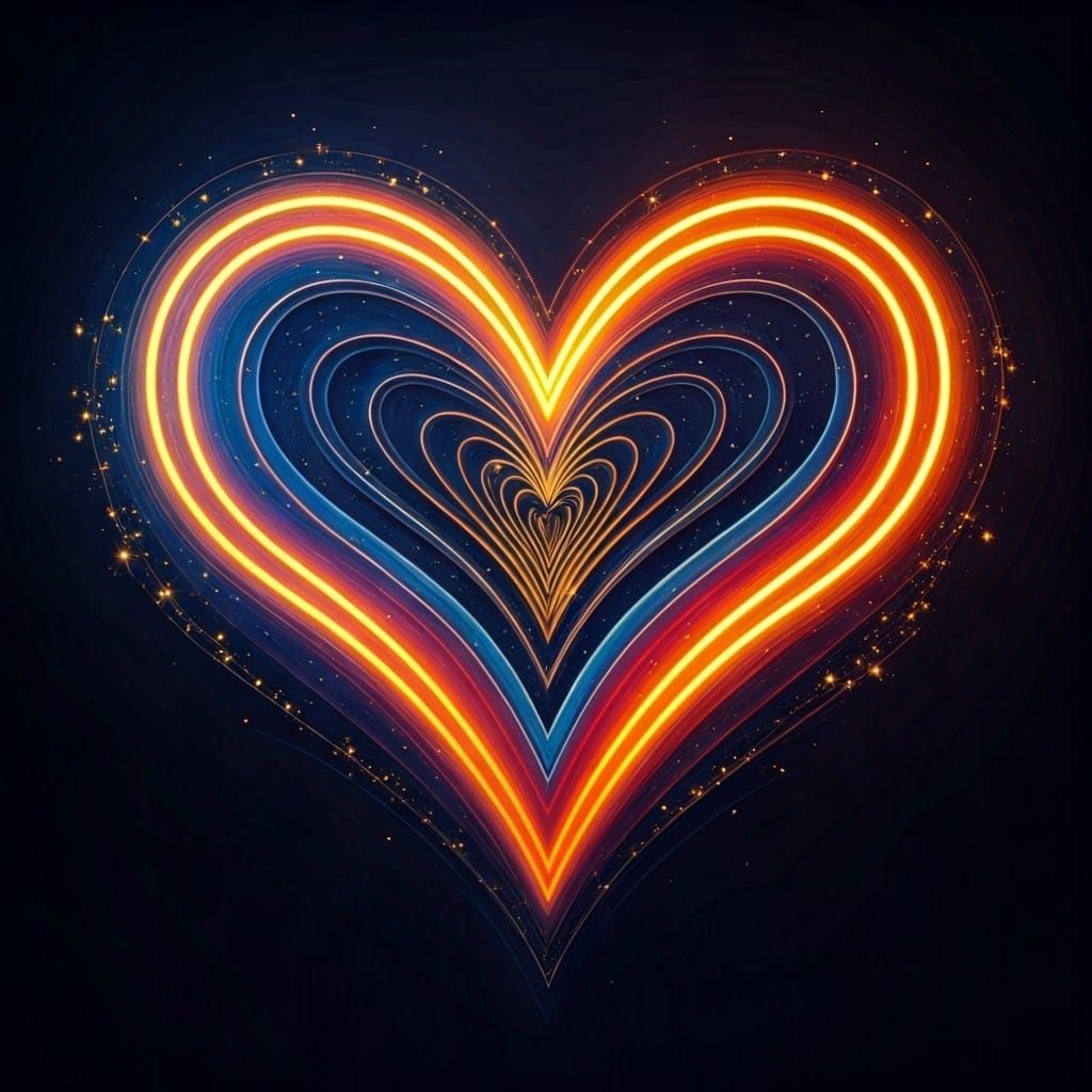 Neon Love Heart Airbrush Digital Art