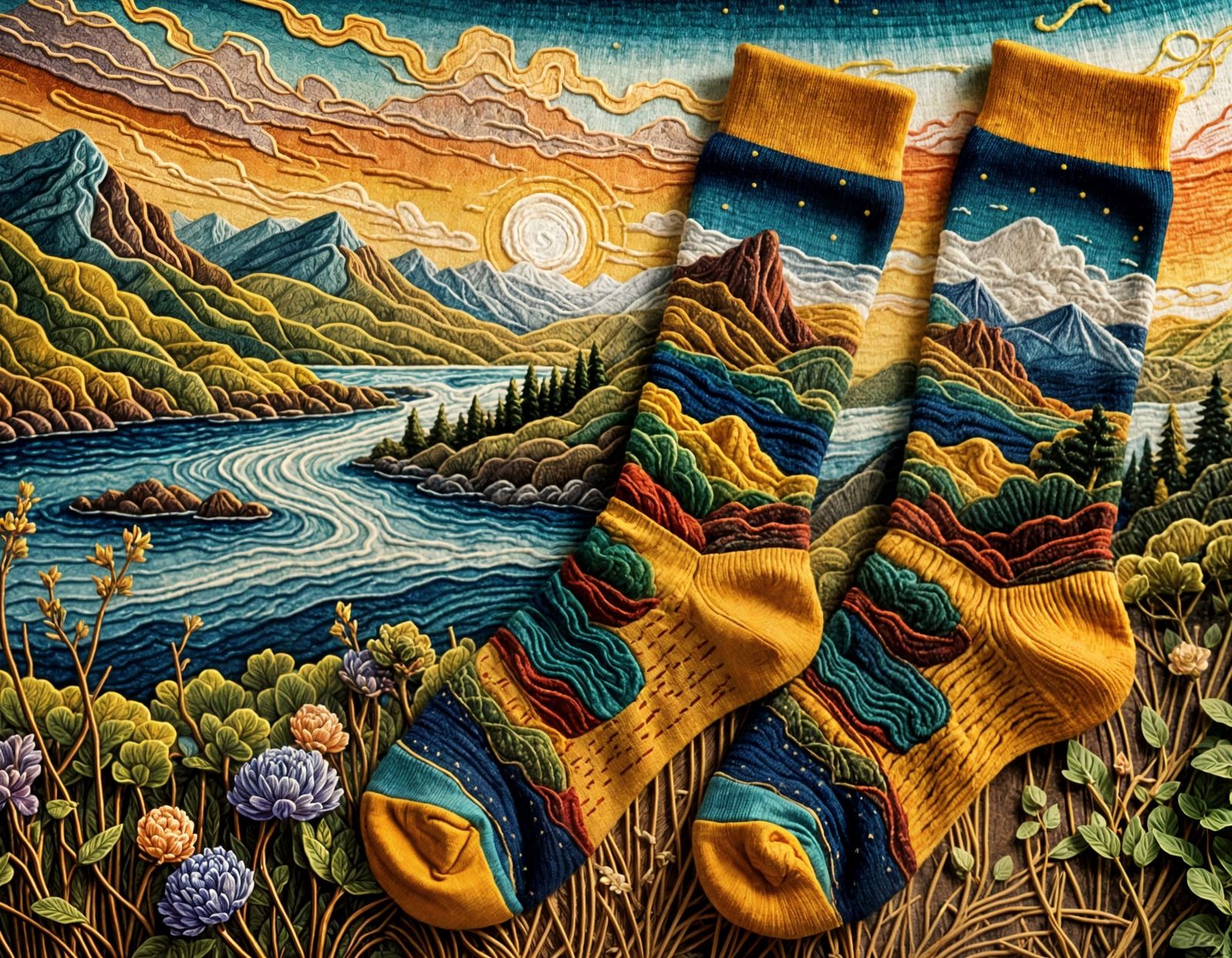Landscape Tapestry Socks in Macro Photography