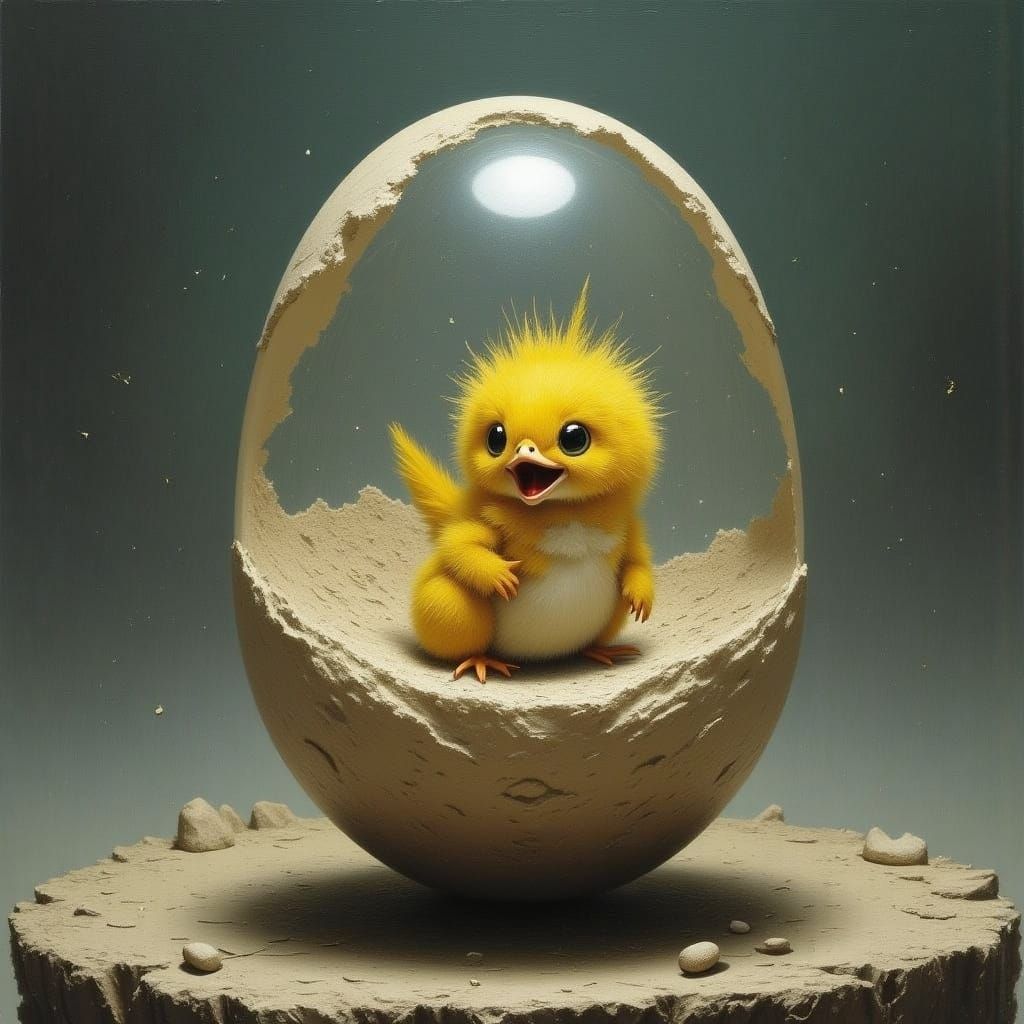 Oviraptorosaur Hatching Inside Translucent Egg