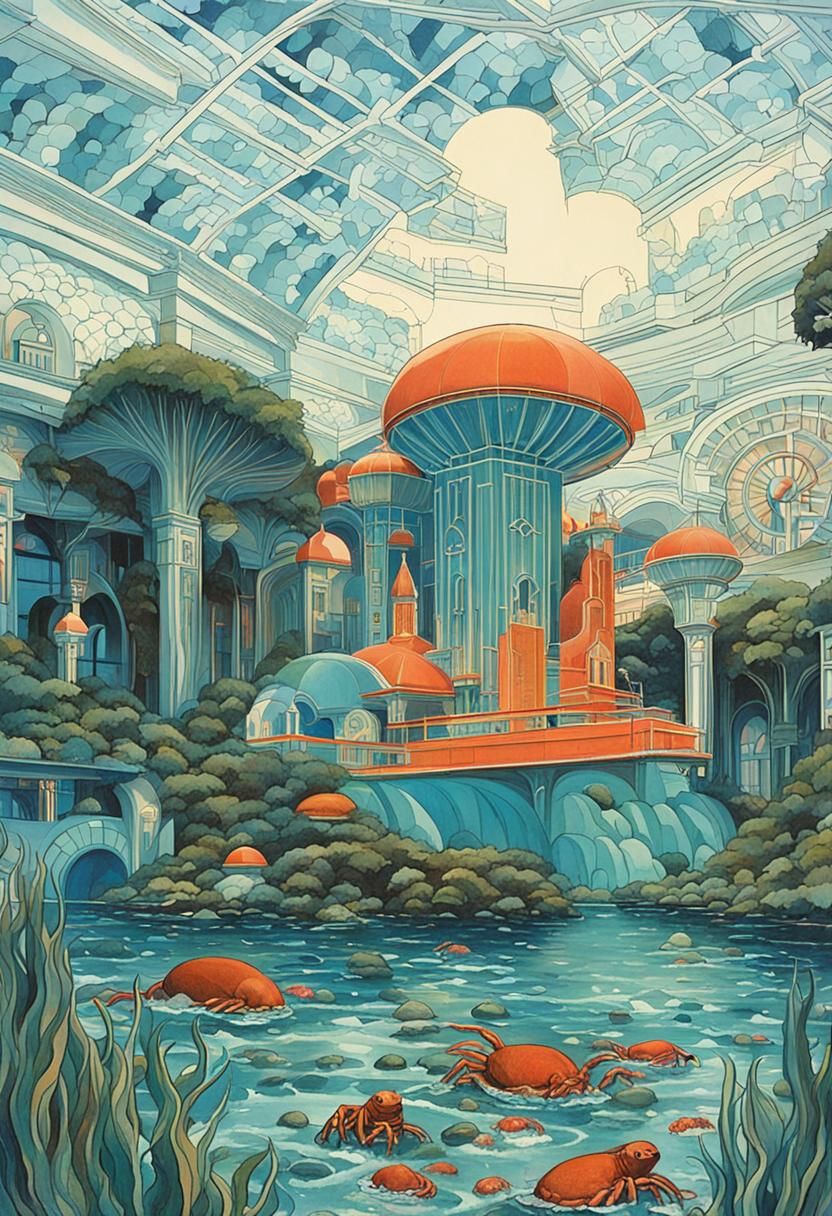 Art Deco Mermaid Mall in Seaweed Forest