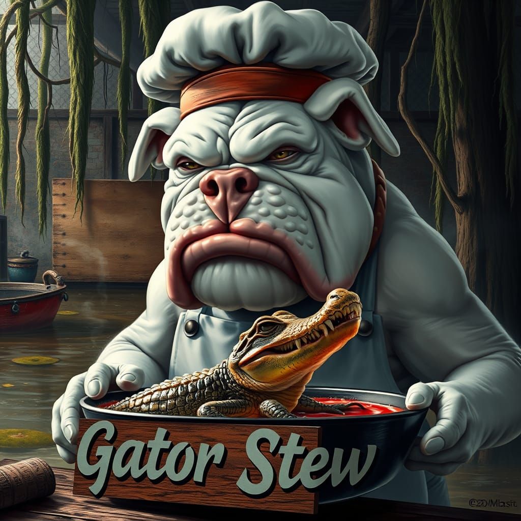 Bulldog Chef Cooks Gator Stew: Concept Art